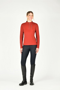 Weatherbeeta Womens Reno Long Sleeve Riding Top 1023216 - Red Ochre
